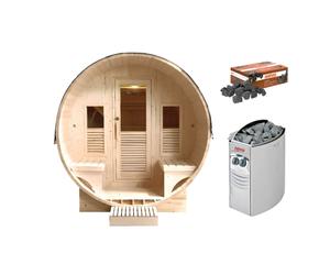 Pack Sauna Traditionnel d'extérieur Gaïa Luna France Sauna + poêle 8 kW et pierres (6 places)