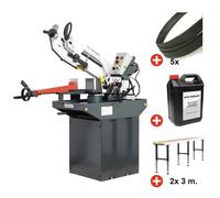 Pack scie à ruban pour métaux 225 mm - 230 V - Vitesse variable - 2 convoyeurs 3 m - 5 rubans - Liquide de coupe 5 L Torros SC281GV PACK 4