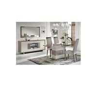 Pack Séjour Table Allongeable + Buffet 4P Led Gris Métallisé et Mat - AUXANE -