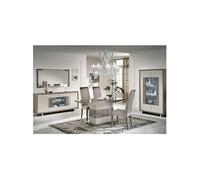 AUXANE - Pack Séjour Table Allongeable + Buffet 4P + Vitrine 2P Gris Metallisé et Mat