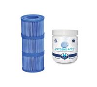 Pack spa : 3 cartouches antibactériennes + 20 pastilles oxygène actif pour une eau pure