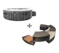Pack spa gonflable Intex PureSpa Baltik rond Bulles 4 places + Ensemble mobilier