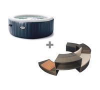 Pack spa gonflable Intex PureSpa Blue Navy rond Bulles 6 places + Ensemble mobilier