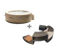 Pack spa gonflable Intex PureSpa Olive rond Bulles 4 places + Ensemble mobilier