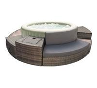 Pack spa gonflable Intex PureSpa Olive rond Bulles 4 places + Ensemble mobilier
