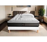 Pack Suite 140 x 200 cm sommier Kit Blanc - 26cm - Ressorts ensachs et mmoire de forme - Enveloppant - Sommier kit Blanc - Avec couette et oreillers