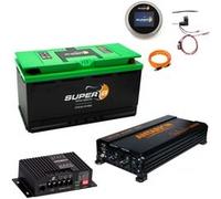 Pack SUPER B Batterie Lithium Epsilon 150Ah 12V + Convertisseur 2000W + Régulateur de Charge Solaire MPPT 160W + Afficheur G