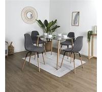 Pack Table en Verre + 4 Chaises Gris Chiné Foncé - VERANA - ALTOBUY Gris G