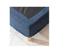 Pack tête de lit et cache-sommier bouclette 160 cm bleu marine