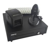 APPROX Pack TPV Tiroir+Imprimante+Lecteur Codes Barres+Paquet 8 Rouleau 80X60 (CASH01+POS80AM-USB+LS11AS+PAQ.8 Rouleaux 80X60, Noir)