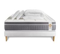 Pack Trente 140 x 200 cm sommier Blanc - 30cm - Ressorts ensachs et mmoire de forme - Confort htelier - Sommier Tapissier Blanc - Avec couette et oreillers