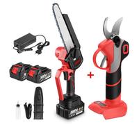 Pack Tronçonneuse et Sécateur électrique - ONEVAN - ONEVAN - Guide 8 pouces - Chaîne 8 m/s - 2x 3Ah