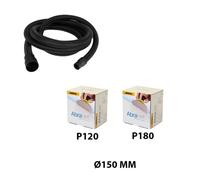 Pack tuyau 4m + 50 abrasifs Ø150mm P120 + 50 abrasifs Ø150mm P180 MIRKA