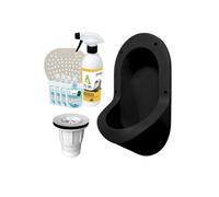 Pack urinoir sans eau encastré TI'PI + kit valve parachute + pack entretien noir