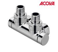 Pack vanne d'isolement en H kit T CHROME coudé ACOVA - 991628
