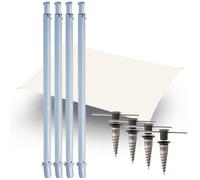 Pack Voile d'ombrage rectangulaire + Mats + Bases ancrage Gard&Rock - Perle