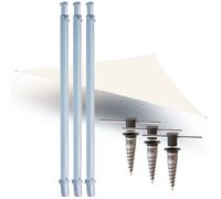 Pack Voile d'ombrage triangulaire + Mats + Bases ancrage Gard&Rock - Perle