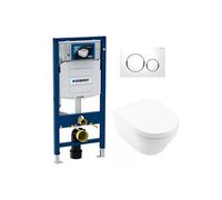 Pack WC avec bâti-support Duofix UP320 + WC Villeroy & Boch sans bride Architectura, fixations invisibles + plaque blanche