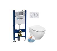 Pack WC avec bâti-support Duofix + WC Cersanit Moduo cuvette suspendue sans bride + abattant SoftClose + plaque blanche (Modu)