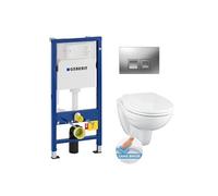 Pack WC avec bâti-support DuofixBasic + WC suspendu Porcher sans bride + plaque DELTA50 chrome mat (PorcherGeb2)