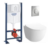 Pack WC Bâti autoportant + Cuvette Vitra Sento compacte sans bride + Plaque chrome (ProjectSentoRimlessCompact-2)