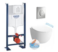 Pack WC Bâti autoportant + Cuvette Vitra Sento compacte sans bride + Plaque chrome (ProjectSentoRimlessCompact-2)