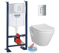Pack WC Bâti Autoportant Rapid SL + WC sans bride Integra + Abattant softclose + Plaque chrome (ProjectIntegraRimless2-1-SP)