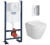 Pack WC Bâti Autoportant Rapid SL + WC sans bride Integra + Abattant softclose + Plaque chrome (ProjectIntegraRimless-1-SP)