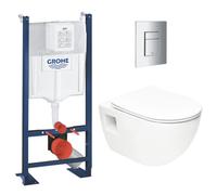 Pack WC Bâti Autoportant Rapid SL + WC sans bride SAT + Abattant SoftClose + Plaque Chrome (Project2-1)