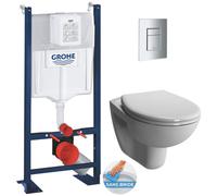 Pack WC Bâti Autoportant Rapid SL + WC sans bride Vitra Normus + Abattant softclose + Plaque chrome