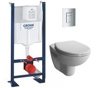 Pack WC Bâti Autoportant Rapid SL + WC sans bride Vitra Normus + Abattant softclose + Plaque chrome