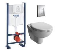 Pack WC Bâti Autoportant Rapid SL + WC sans bride Vitra Normus + Abattant softclose + Plaque chrome (ProjectNormusRimless-1)