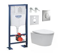 Pack WC bâti-autoportant Rapid SL + WC SAT sans bride + Abattant softclose + Plaque chrome (Autoportant-SAT-2)