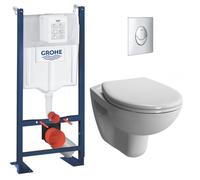 Pack WC Bâti-autoportant Rapid SL + WC suspendu Vitra Normus + Abattant softclose + Plaque chrome (ProjectNormus-2)