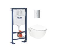 Pack WC Bâti Autoportant Solido + WC sans bride SAT + Abattant SoftClose + Plaque Chrome (AUTOPORTANT-PROJECT-1)