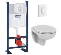 Pack WC Bâti autoportant + WC Porcher rimless + Abattant + Plaque Blanche (ProjectPorcher-3)