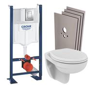 Pack WC bâti-autoportant + WC Porcher sans bride + Abattant + Set d'habillage + Plaque chrome (ProjectPorcher-1-sabo)