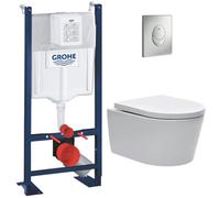 Pack WC Bâti autoportant + WC sans bride SAT + Abattant softclose + Plaque chrome mat (ProjectSATrimless-7)