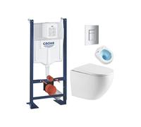 Pack WC Bâti autoportant + WC sans bride Vortex SAT Fusion + Abattant softclose + Plaque Chrome