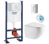 Pack WC Bâti autoportant + WC sans bride Vortex SAT Fusion + Abattant softclose + Plaque Chrome