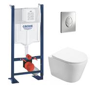 Pack WC Bâti autoportant + WC Swiss Aqua Technologies Infinitio sans bride + Plaque chrome (ProjectInfinitio-2)