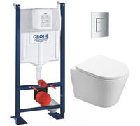 Pack WC Bâti autoportant + WC Swiss Aqua Technologies Infinitio sans bride + Plaque chrome (ProjectInfinitio-1)