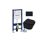 pack wc bâti duofix + wc sans bride infinitio noir mat + abattant frein de chute + plaque delta 50 noire