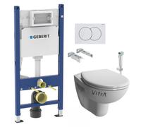 Pack WC Bati Duofix + WC suspendu Vitra Normus + Abattant softclose + Douchette bidet + Plaque blanche