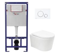 Pack WC bâti ECO 2L Swiss Aqua Technologies + WC suspendu Swiss Aqua Technologies + plaque blanche (STESTBRWT04-FR)