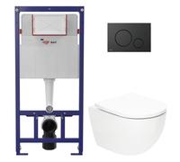 Pack WC bâti ECO 2L Swiss Aqua Technologies + WC suspendu Swiss Aqua Technologies + plaque noir mat (STESTFUWT02-FR)