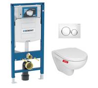 Pack WC Bati Geberit Duofix + Cuvette JIKA (Groupe Roca) + Plaque de commande Sigma20 Blanc chrome