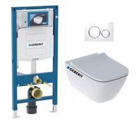 Pack WC Bati Geberit Duofix + Cuvette WC suspendu Square Rimfree + Plaque de commande Sigma20 Blanc chrome (GebSmyle-C)