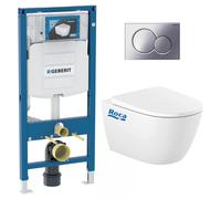Pack WC Bati Geberit Duofix UP320 + cuvette Roca sans bride + abattant Soft Close + Plaque Chrome (GebOna-N)