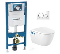 Pack WC Bati Geberit Duofix UP320 + cuvette Roca sans bride + abattant Soft Close + Plaque de commande Blanche (GebOna-C)